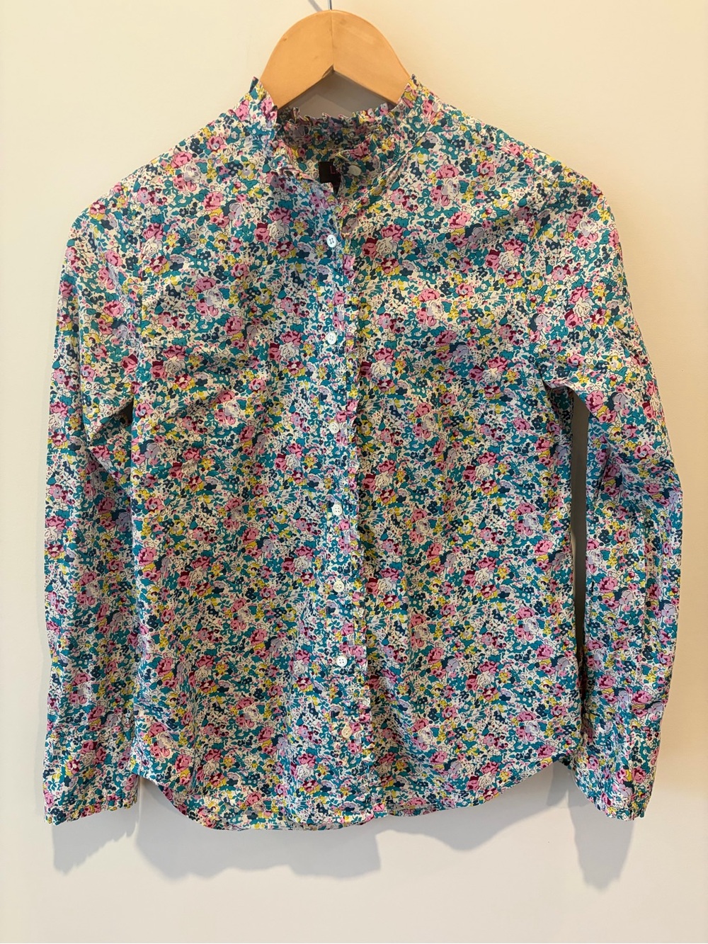 Liberty of London J. Crew Floral Ruffle Button-Front Blouse